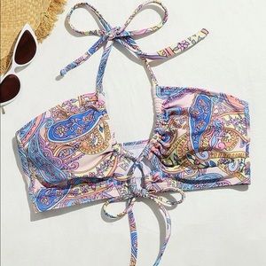 Bikini Top Paisley Floral Front Tie